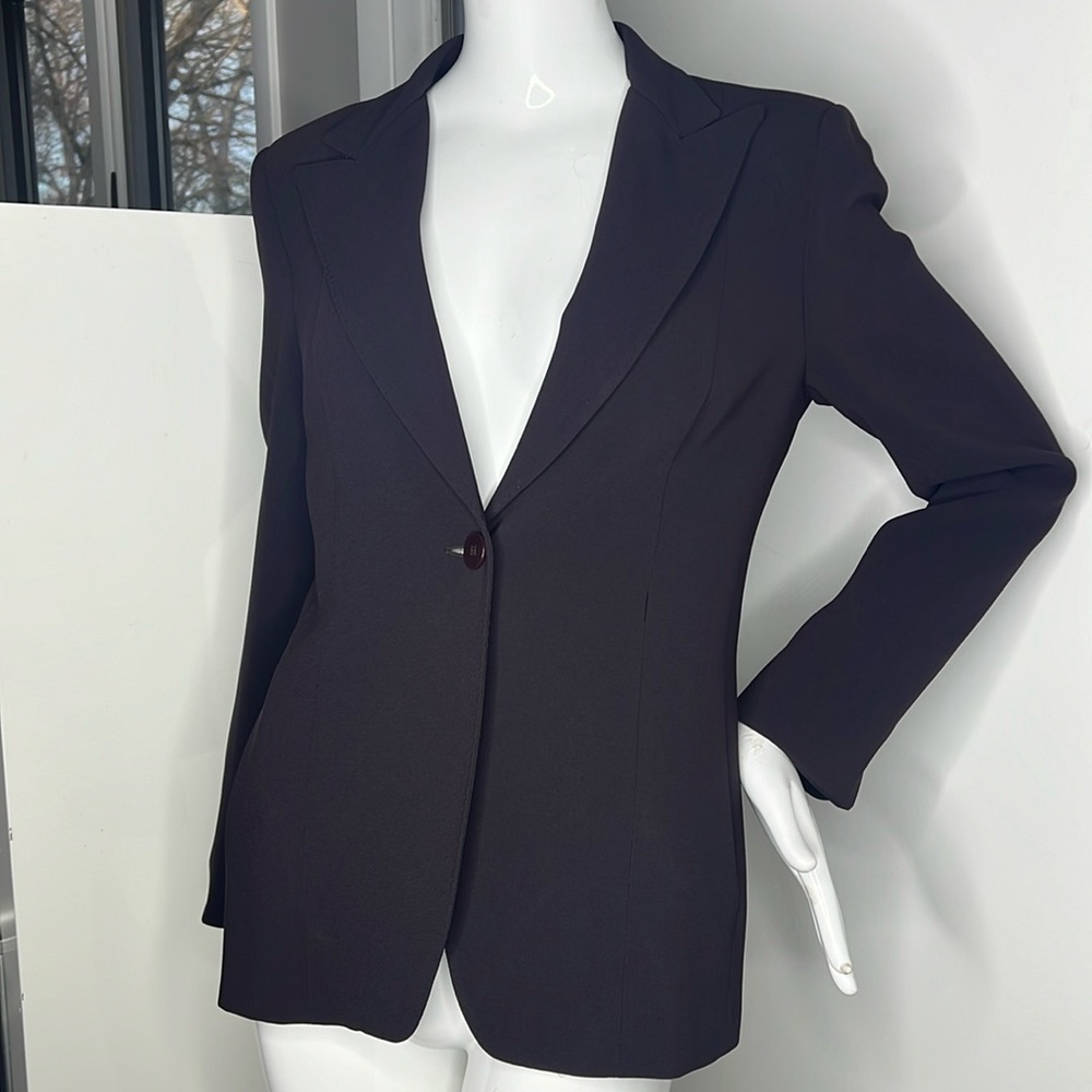 MaxMara Sz 12 Dark Brown Maroon Crepe Blazer